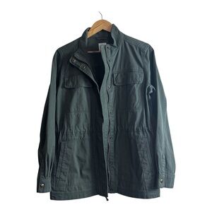 GAP Army Green Twill Snap Zip Cinch Waist Pockets Military Utility Jacket Sz M